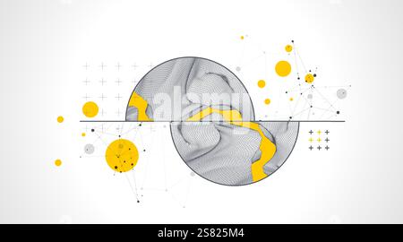 Trendy abstract wireframe background. Modern science or technology art elements. Surface illustration. Stock Vector