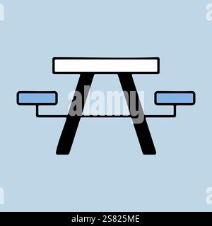 Camping table wooden park bench vector icon. Graph symbol for travel and tourism web site and apps design, logo, app, UI Stock Vector