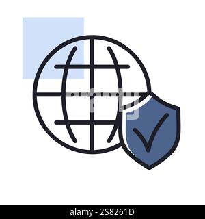 Global shield vector icon. Security sign. Graph symbol for your web site design, logo, app, UI Stock Vector