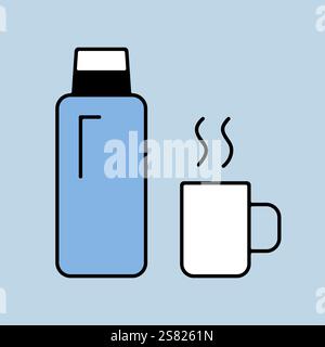 Thermos bottle vector isolated icon. Camping and Hiking sign. Graph symbol for travel and tourism web site and apps design, logo, app, UI Stock Vector