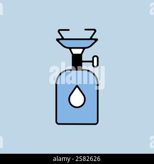 Camping gas stove vector icon. Camping and Hiking sign. Graph symbol for travel and tourism web site and apps design, logo, app, UI Stock Vector
