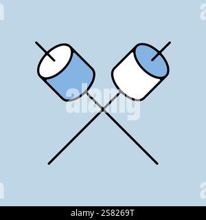 Marshmallow on wooden stick vector isolated icon. Camping and Hiking sign. Graph symbol for travel and tourism web site and apps design, logo, app, UI Stock Vector