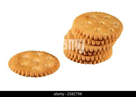 Stack of breakfast crackers, isolate on white background. Stock Photo