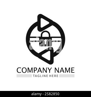 key and lock icon padlock logo and symbol vector design Graphic Stock Vector