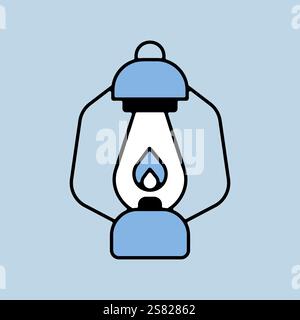 Vintage camping lantern isolated vector icon. Old lamp for hiking. Hiking sign. Graph symbol for travel and tourism web site and apps design, logo, ap Stock Vector
