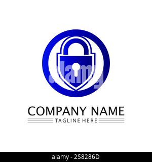 key and lock icon padlock logo and symbol vector design Graphic Stock Vector