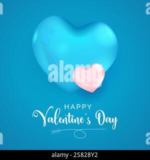 realistic 3d valentine's day social media post blue background design Stock Vector