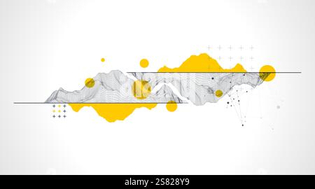 Trendy abstract wireframe background. Modern science or technology art elements. Surface illustration. Stock Vector
