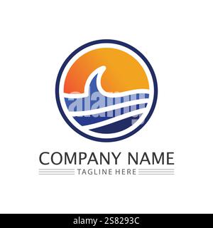 water splash blue color circle template on black  background vector Stock Vector