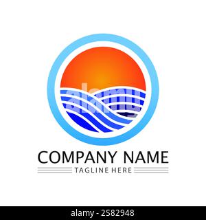 water splash blue color circle template on black  background vector Stock Vector