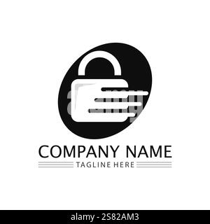 key and lock icon padlock logo and symbol vector design Graphic Stock Vector