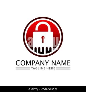 key and lock icon padlock logo and symbol vector design Graphic Stock Vector