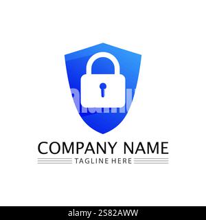 key and lock icon padlock logo and symbol vector design Graphic Stock Vector