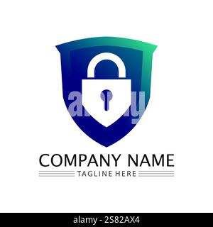 key and lock icon padlock logo and symbol vector design Graphic Stock Vector