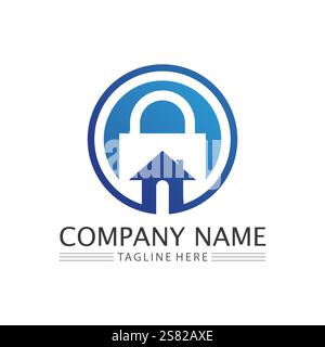 key and lock icon padlock logo and symbol vector design Graphic Stock Vector