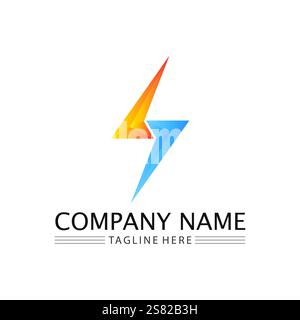 Flash Electric Logo Vector icon illustration design template. Bolt Energy Icon.electric logo flash vector bolt Stock Vector