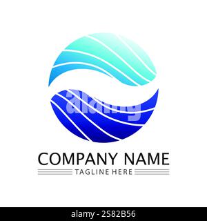 water splash blue color circle template on black  background vector Stock Vector