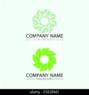 leaf logo design vector for nature symbol template editable,Green leaf logo ecology nature element vector icon. Stock Vector