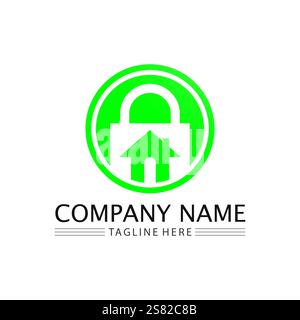 key and lock icon padlock logo and symbol vector design Graphic Stock Vector