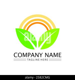 Eco Energy Vector Logo with leaf symbol. Green color with flash or thunder graphic. Nature and electricity renewable. This logo is suitable for techno Stock Vector