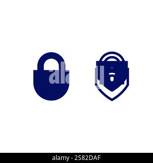 key and lock icon padlock logo and symbol vector design Graphic Stock Vector