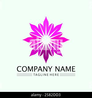 Flower logo. The circular logo. Logo of the flower. Stylized flower. Petals. Simple logo. The brand name  emblem  logo. Mandala. Logo boutique. Logoty Stock Vector