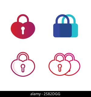key and lock icon padlock logo and symbol vector design Graphic Stock Vector