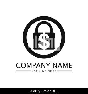 key and lock icon padlock logo and symbol vector design Graphic Stock Vector