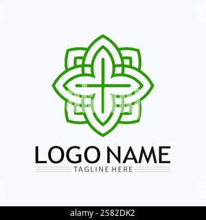 Eco Energy Vector Logo with leaf symbol. Green color with flash or thunder graphic. Nature and electricity renewable. This logo is suitable for techno Stock Vector
