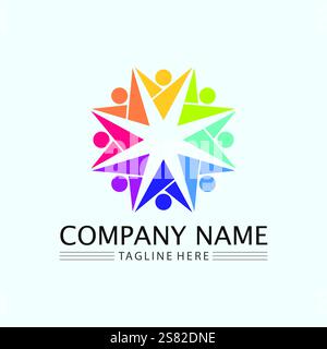 Abstract people logo design.fun people,healthy people,sport,community people symbol vector illustration Stock Vector