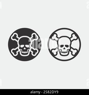 skull and bones icon logo design vector graphic illustration Stock Vector