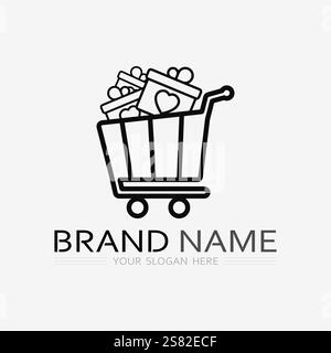 basket and cart icon and logo vector design shopping illustration Stock Vector