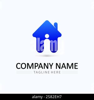 Home logo icon vector illustration design template.Home and house logo design vector, logo , architecture and building, design property , stay at home Stock Vector