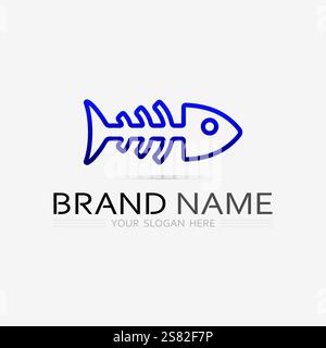 Fish abstract icon design logo template,Creative vector symbol of fishing club or online shop. Stock Vector