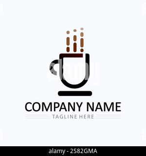 Coffee cup and hot drink Logo Template vector icon design Stock Vector