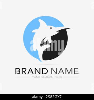 Fish abstract icon design logo template,Creative vector symbol of fishing club or online shop. Stock Vector
