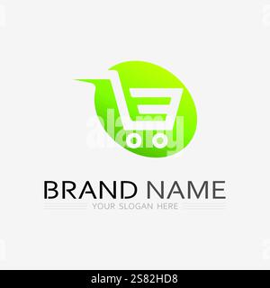 basket and cart icon and logo vector design shopping illustration Stock Vector