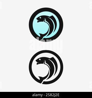 Fish abstract icon design logo template,Creative vector symbol of fishing club or online shop. Stock Vector