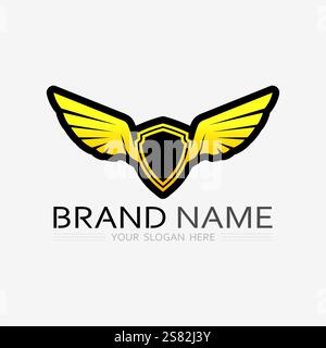 Wings logo vector icon symbol illustration design template Stock Vector