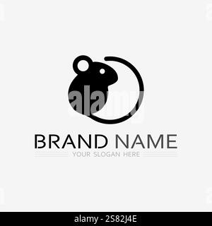 Mouse logo and animal vector design illustration Stock Vector