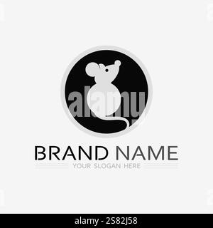 Mouse logo and animal vector design illustration Stock Vector