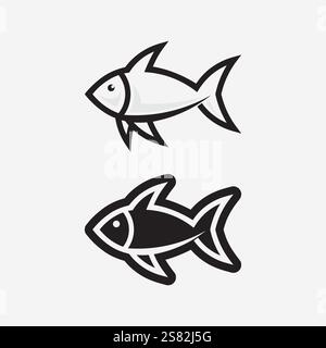Fish abstract icon design logo template,Creative vector symbol of fishing club or online shop. Stock Vector