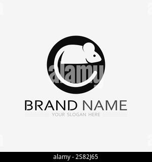 Mouse logo and animal vector design illustration Stock Vector