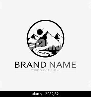 Mountain icon Logo Template Vector illustration design Stock Vector