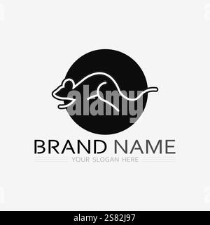 Mouse logo and animal vector design illustration Stock Vector