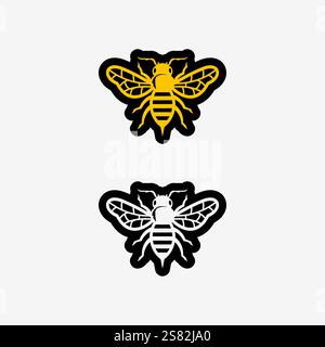 bee and honey logo vector design and insect animal illustration Stock Vector