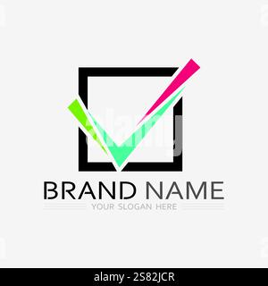 check mark logo icon and symbol checklist design vector Stock Vector