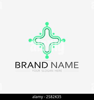 hospital and health care logo design vector cross logo design graphic Stock Vector