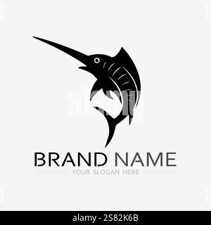 Fish abstract icon design logo template,Creative vector symbol of fishing club or online shop. Stock Vector