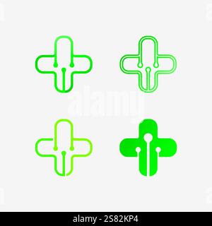 hospital and health care logo design vector cross logo design graphic Stock Vector